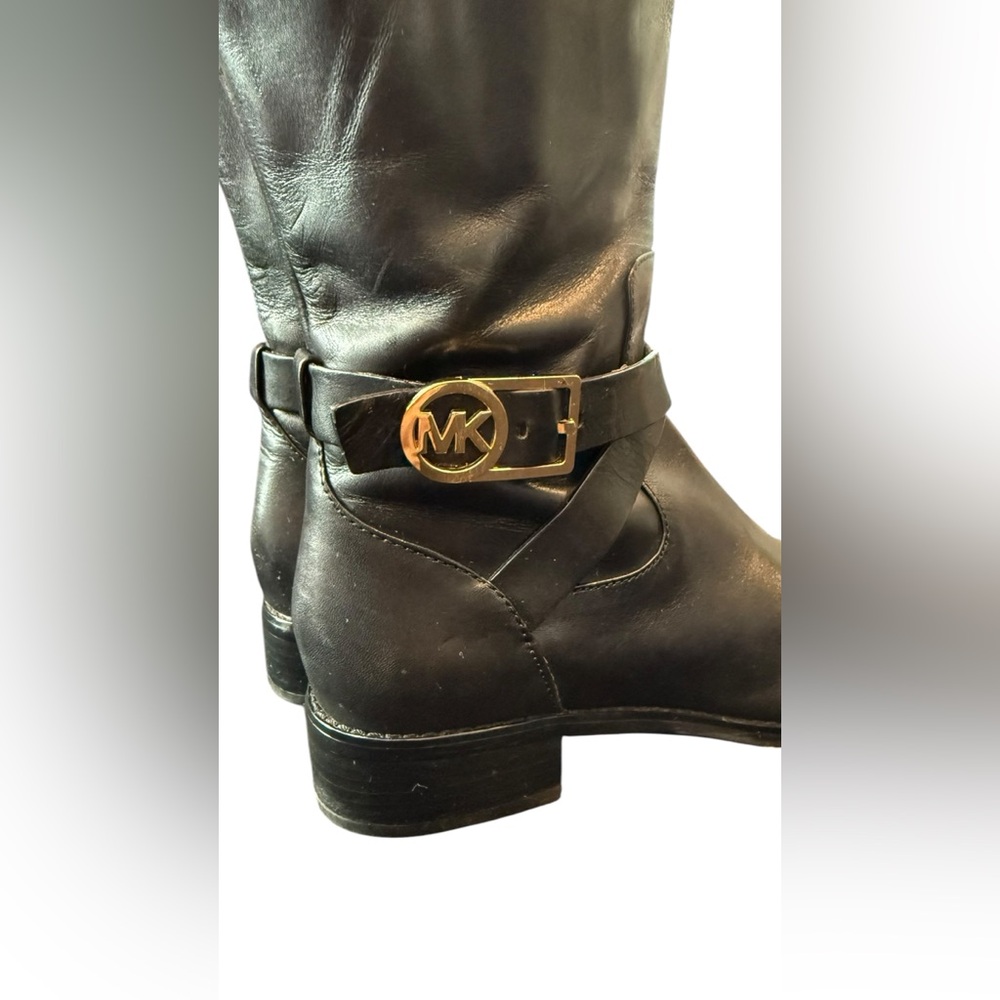 Michael Kors Black Heeled Boots Sleek Leather Design - Picture 9 of 13